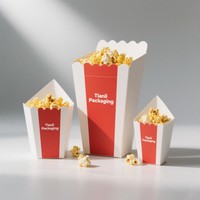 Kustomisasi Ember Popcorn Klasik Bergaris Putih dan Merah, Ukuran Kecil dan Besar, Tahan Lama, Kotak Snack, Cetak Digital, Gelas Popcorn