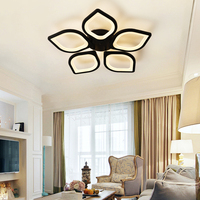 Design intelligent pour l'intérieur des pièces rondes Lustre moderne décoratif télécommandé Luminaires à fleurs Plafonnier led en acrylique pour plafond