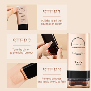 Base de Maquillaje Vegana TVLV OEM en 5 Colores, <span class=keywords><strong>Tinte</strong></span> de Piel de Larga Duración, Cobertura Total, Corrector Impermeable en Barra con Brocha - Product Image 5