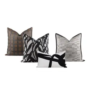 家の装飾ソファ飾り茶色の枕カバーコンビネーション枕カバーストライプパターンクッションカバー