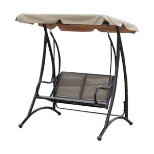 Sedia a Dondolo da Giardino Contemporanea per 2 Persone con Tettuccio, Telaio in Ferro e Tessuto in Poliestere - Product Image 1