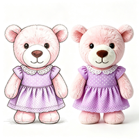 Ours en peluche doux et câlin avec robe à col en dentelle et manches courtes, jouet en peluche animal
