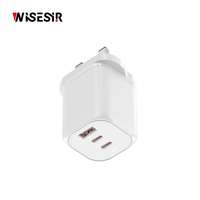 Chargeur rapide universel WISESIR 65W GaN avec prise pliable, sortie 1A2C, PD QC3.0 PPS OVP OTP, efficacité 92%, voyage, bureau, maison
