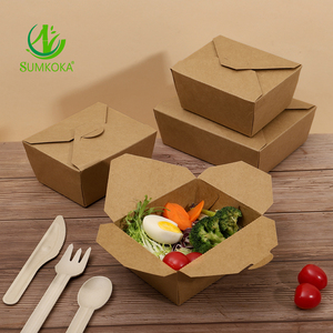 Sumkoka BPI thực phẩm dùng một lần container Kraft Hộp Ăn Trưa thức ăn nhanh bao bì Kraft nâu lấy đi thực phẩm container hộp giấy - Product Image 4