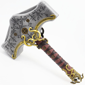 Marteau de Thor Mjolnir God <span class=keywords><strong>of</strong></span> <span class=keywords><strong>War</strong></span> <span class=keywords><strong>Ragnarok</strong></span> de 50 cm, réplique en métal avec runes nordiques, accessoire d'arme pour cosplay Comic Con - Product Image 1