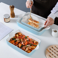 Ensemble de plateaux à cuisson en céramique de forme rectangulaire, pour la cuisson au fromage, de riz, style nordique, 6 pièces