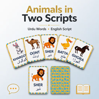 Cartes mémoire éducatives pour enfants en ourdou et anglais sur les animaux, jeu d'association, édition pour la salle de classe