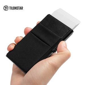 TILONSTAR TVC326-Porte-cartes de crédit Slim pour homme, portefeuille RFID en aluminium avec pochette arrière élastique - Product Image 2