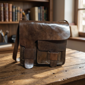 Sac à bandoulière vintage en cuir véritable pour homme, style marocain, fait main, avec fermeture éclair, pour usage quotidien - Product Image 3