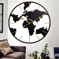 Jam Dinding Dunia K&B 60cm Besi Modern Set Multi-bagian Jam Quartz untuk Ruang Tamu Dekorasi Rumah