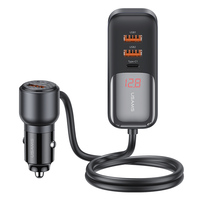 USAMS Charger Mobil Multi Port Pengisian Cepat QC4.0 PD3.0 165W Terlaris Dilengkapi Kabel Ekstensi Pengisi Daya Ponsel di Jok Belakang Mobil