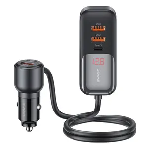 USAMS Best Sell QC4.0 PD3.0 Multi Port Fast Charging Car Charger 165W Extension with Cable Back Seat Car Phone Charger