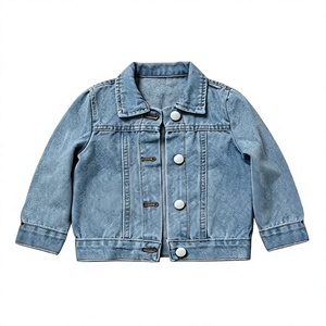 Veste en jean délavé décontractée pour femme, couleur unie, boutonnée, coupe classique, pour le printemps, en tissu de coton bleu clair - Product Image 1
