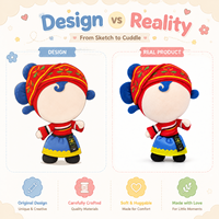 Vêtements de poupée mascotte en peluche de style ethnique personnalisé, avec foulard brodé, chemisier et jupe, pour habillage de jouets en peluche de personnages culturels