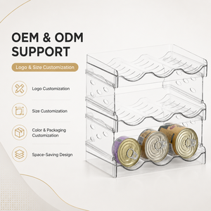 Organisateur <span class=keywords><strong>de</strong></span> boîtes <span class=keywords><strong>de</strong></span> conserve pour chats à 3 niveaux en PET transparent, bac <span class=keywords><strong>de</strong></span> rangement empilable en plastique pour aliments pour animaux, support ondulé à plusieurs niveaux pour canettes <span class=keywords><strong>de</strong></span> soda, garde-manger - Product Image 1