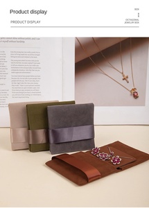 Sac de rangement pour bijoux en flanelle de haute qualité avec cordon de serrage pliable pour boucles d'oreilles, colliers, bagues, bracelets, coffret cadeau - Product Image 3