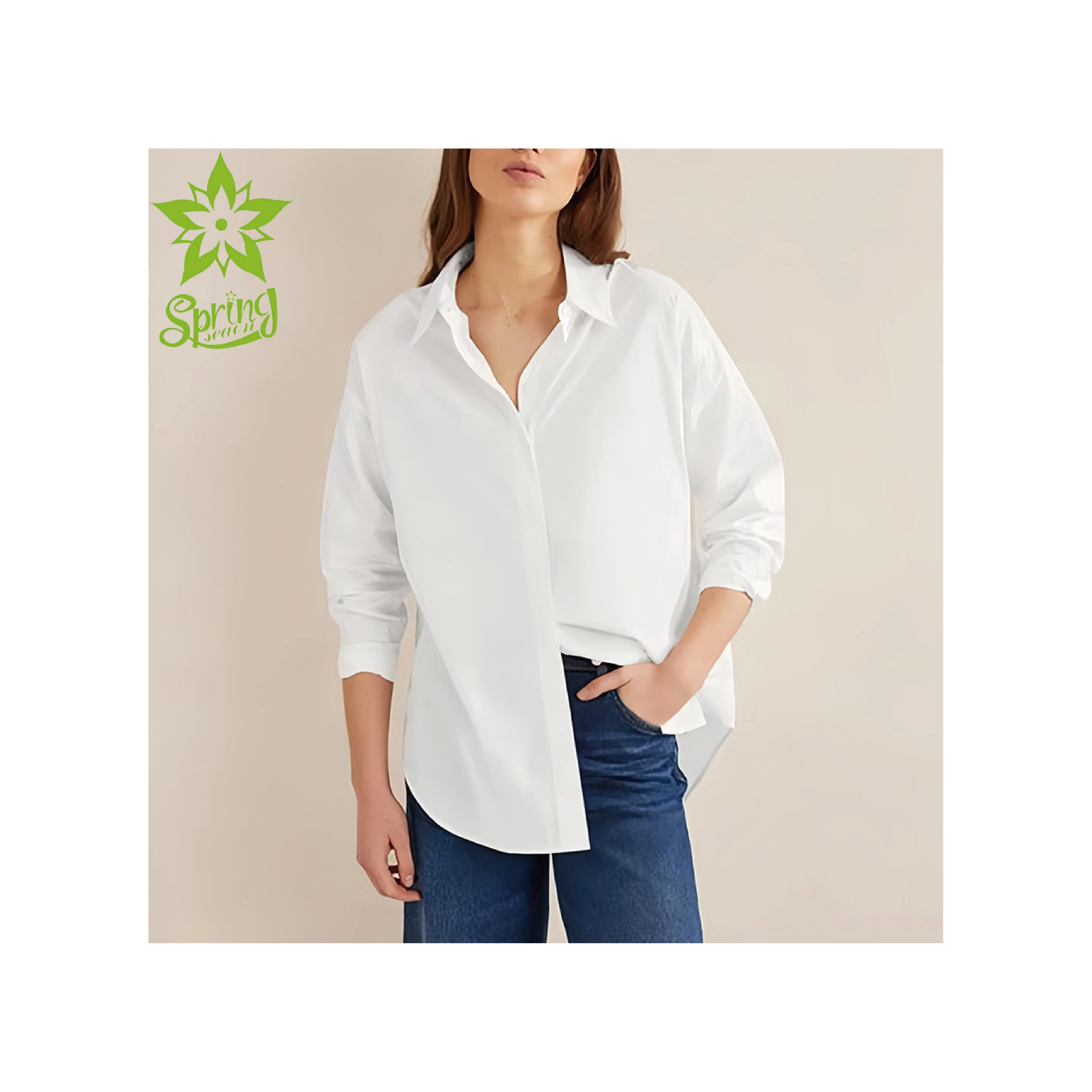 New Arrivals Custom Women White Fashion Tops Oversized Button Up Elegant Female Shirts camisas para mujer Formal Women's Blouses