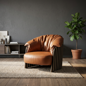 Modern Brown Polyester Cover Tufted Back Armchair Contemporary Design Soft Seat Living Room Furniture Leisure Chair - Product Image 2