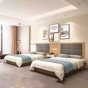 3 Star Hotel Bedroom Furniture Full Room Sets Modern <b>Queen</b> King Wooden <b>Bed</b> <b>Frame</b> With Headboard Nightstands TV Stand & Wardrobe - Product Image 5