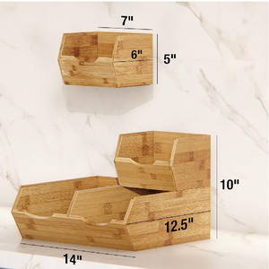 Ensemble de 3 bacs de rangement pour garde-manger en bois laqué coulissant pour pommes de terre et oignons avec un design durable et une grande capacité - Product Image 3