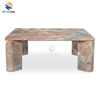 Table basse carrée de style nordique en marbre fin, pieds en métal légers, table centrale peu encombrante pour condo, studio, salon