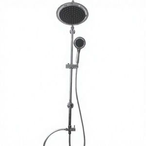 Ensemble de douche mural en acier inoxydable à trois poignées, style moderne, avec pommeau de douche carré effet pluie, finition polie YP-112 Polished S - Product Image 1