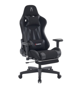 Leather Fabric Gamer Chair with Lumbar Support Ergonomic Gaming Chair with <b>Footrest</b> - Product Image 1