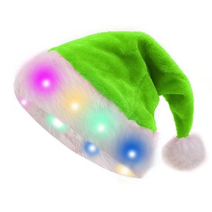 DAMAI Red Plush <b>Santa</b> <b>Hat</b> Light Up Christmas <b>Hat</b> For <b>Kids</b> Adults Party Supplies - Product Image 3
