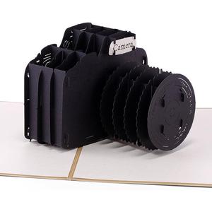 Biglietto d'Auguri <span class=keywords><strong>Pop</strong></span>-up Creativo Artistico Personalizzato 3D in Carta Ritagliata Ecologico Nero a Forma di Fotocamera per la Festa del Papà, Laurea, Regalo Aziendale per Amatori - Product Image 1