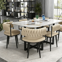 Table à manger moderne de luxe à plateau en marbre et 6 chaises, très vendue, pour la maison, le restaurant, le bar, le bureau, l'appartement, meubles