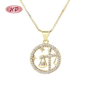 สร้อยคอชุบทองจี้<span class=keywords><strong>ราศี</strong></span>และเสน่ห์โซ่เพชรโมอิสอัญมณีเก๋ไก๋รูปทรงเรขาคณิต - Product Image 4