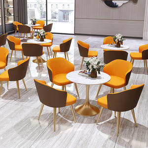 Restaurant Set Round <b>Table</b> And Four Chairs Durable <b>Plastic</b> Frame High Density Foam Seat For Dining Room - Product Image 2