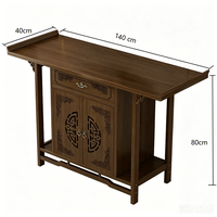 Table d'autel en bambou naturel écologique de style chinois avec tiroir et armoire à double porte grande capacité pour la maison, le sanctuaire bouddhiste ou l'entrée