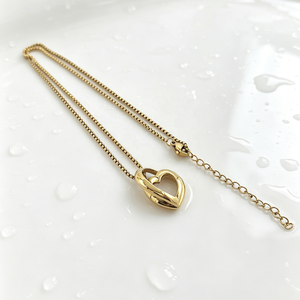 Kalung Liontin Hati Ganda Lapis Emas 18K Bahan Stainless Steel Vakum, Hadiah Romantis untuk Kekasih - Product Image 6