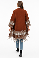 Pull cardigan personnalisé pour femme avec logo, tricoté, manches longues, col polo, motif géométrique, design tendance, hiver, polyester, usine OEM & ODM