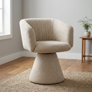 Fauteuil pivotant en tissu rembourré confortable et moderne, chaise de salle à manger pour la décoration du salon - Product Image 2