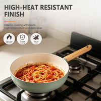 Ensemble de 8 casseroles en céramique antiadhésives en aluminium avec poignées en bois bakélite, compatibles induction, fabrication OEM ODM, logo personnalisé