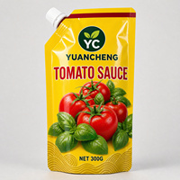 Pochettes souples personnalisées à bec verseur de qualité alimentaire en PET pour sauce tomate, jus, huile d'olive - Impression par gravure sur soie, commandes sur mesure