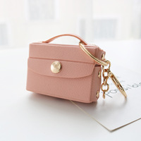 Mini porte-monnaie en cuir avec fermoir doré, petite pochette pour écouteurs, porte-clés, sacoche, porte-monnaie, breloque mignonne pour clés de voiture pour femmes, vente en gros