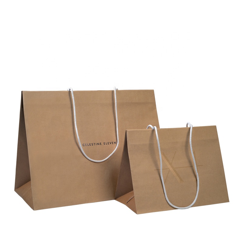 wholesale custom printed craft brown kraft paper shopping bags with handles