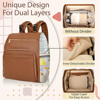 Sac à dos de luxe en cuir PU de haute qualité, sac à langer avec poches antivol, isolé, résistant à l'eau, grande capacité pour