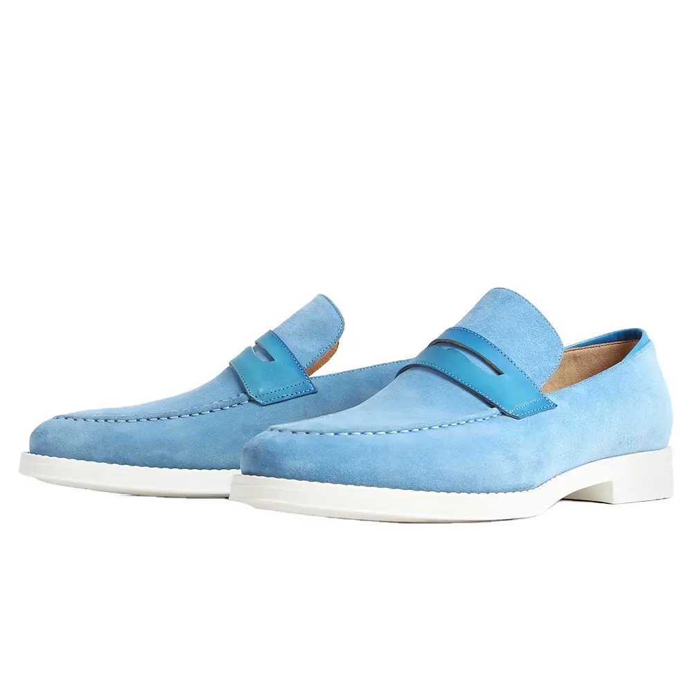 GFMA nuove scarpe Casual mocassini da uomo in pelle scamosciata da uomo Slip-On blu scarpe alla moda piatte Patina di marca maschile su misura Zapatos personalizzati