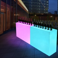 Table de Bar Rectangulaire Moderne Minimaliste 120*40*90cm Lumière LED Créative Réception Extérieure Discothèque DJ Mélange Bois Matériel