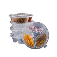 Boîte à sauce jetable à trois compartiments avec gobelet intégré, mini-récipient à condiments anti-fuite en PP de qualité alimentaire pour vente en gros