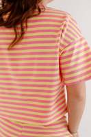 Ensemble deux pièces rayé pour femme : T-shirts à col rond et manches courtes, shorts, avec logo personnalisé – Vêtements et ensembles pour femme en gros