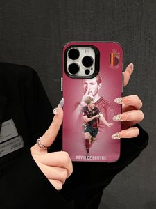 Coque de téléphone pour iPhone 16/15/13/12 ProMax avec impression personnalisée, motif joueur de football belge, dégradé <span class=keywords><strong>bordeaux</strong></span>, finition mate, antichoc - Product Image 6