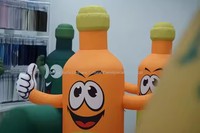 Tubes adhésifs personnalisables de danseur d'air de mascotte gonflables gonflables de publicité de vague en forme de bouteille pour des événements de sports de main