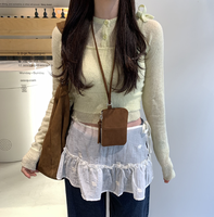 Mini portefeuille en suède à suspendre au cou, fermeture éclair, porte-cartes portable, pochette imprimé léopard, sac bandoulière, porte-monnaie pour usage quotidien