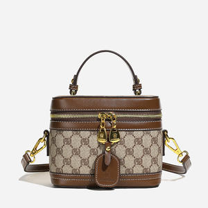 Sac à main fourre-tout décontracté durable, motif géométrique imprimé, fermeture éclair, sac portable en forme de boîte, doublure en polyester PU, bandoulière pour femme - Product Image 5