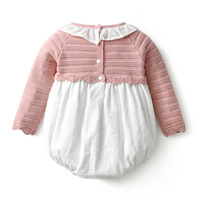 Robes de luxe personnalisées pour filles et enfants Barboteuse en coton à fleurs, manches longues, volants, col tricoté, tenues assorties de sœurs, robe pour bébés